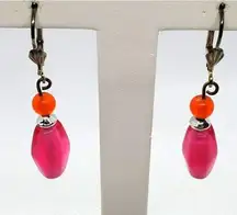 Pink, Orange, & Silver Dangling Earrings