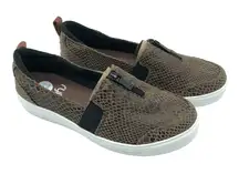 Ryka Womens Slip On Sneakers Faux Snakeskin Zipper Brown Size 6.5