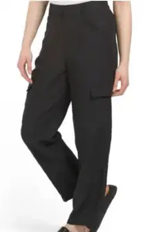 Kobi Halperin Black Tencel Linen Straight Leg Pull On Denny Cargo Pant Neutral L