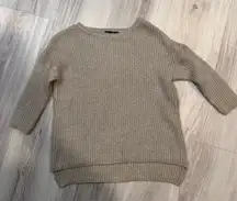 Zara Tan‎ Crew Neck Sweater with Ribbed Texture