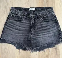 Abercrombie & Fitch Mid Rise Boyfriend Shorts - Black Distressed