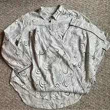 Chalmers Elyse Pajama Set White Black Cotton button up top pants women’s large