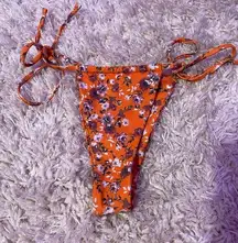 SheIn orange floral tie thong bikini bottom, women’s small