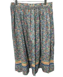 VTG Retro 80s Panther Cottagecore Floral Pleated Cotton Skirt Style 8832 15/16