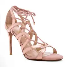 RAYE Revolve Bella Elegant Strappy Gold Rose Leather Heels Size‎ 6.5