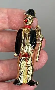 Vintage clown with cane brooch