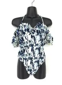 Abercrombie Swimsuit Women's Sz S Tie Dye Ruffle Cold Shoulder Sleeve One-Piece