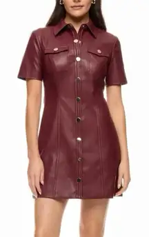 Toccin Faux Leather Bordeaux Short Sleeve Dress size 2
