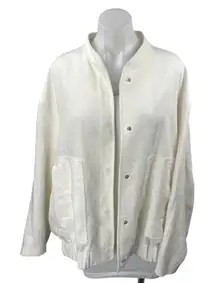 Zara Women's White Snap Button Down Long Sleeve Pockets Oversized Coat Jacket M