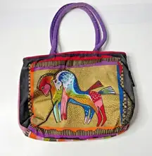 Laurel Burch Rainbow Horse Bag Purse Art ***FOR REPAIR, PARTS, PROJECT, CRAFTING