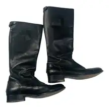 Frye size 9 B Melissa button back riding Black Leather Tall Boots