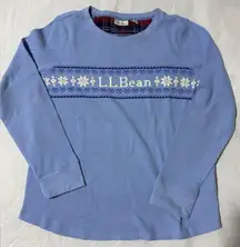 L.L. Bean Waffle Cotton Sleep Tee Women's  Thermal Logo Blue Snowflake nordic XL