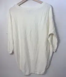 Express Sweater Womens Medium Cream Dolman Sleeve Relaxed High Low Zipper Y2k