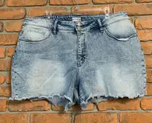 Ava & Viv Womens 20W Shorts Blue Light Wash Denim Raw Hem Distressed‎ High Rise