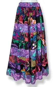Vintage Broomstick Skirt‎ Colorful Cotton Boho Hippie Festival Elastic Waistband