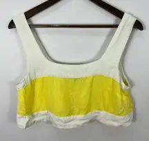 Haute Hippie Style M‎ Yellow Linen Crop Top Coastal Summer Resort Vanilla Girl