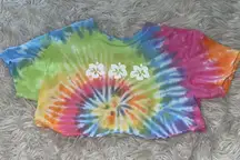 cropped rainbow tie dye t shirt