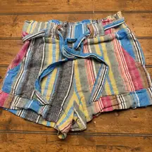 Banjara Shorts‎ Medium Colorful Linen Pockets Pull On Resort Cruise Beach