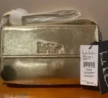 Nicole Miller Shiny Gold Small Shoulder Purse Handbag NWT