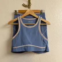 Wilo the Label Women's Ribbed Piper Bra & Short Set in Blue Size Large