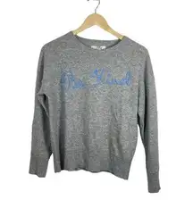 Magaschoni 100% Cashmere Be Kind Crewneck Sweater in Grey/Blue Size M