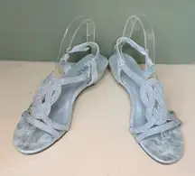 London Fog Macey Wedge sandals with rhinestone details size 6.5