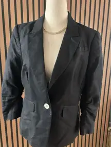 The limited black/blue blazer linen and cotton size medium work office attire