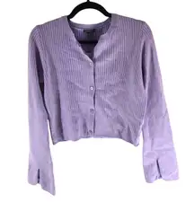 Wild Fable Womens Cardigan Sweater Bell Sleeve Ribbed Lavender Purple M