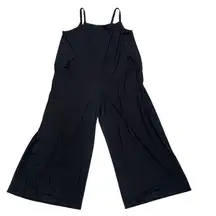 Eileen Fisher Black Wide Leg Sleeveless Jumpsuit Sz XL??? Cropped Pants NO TAG