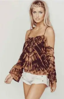 Blue Life Tie‎ Dye Cold Shoulder Top