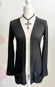 Cotton‎ On Black Knit Cardigan Minimalist Clean Girl Academia Goth Medium