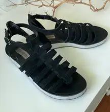 Black Suede Gladiator White Sole Sandal