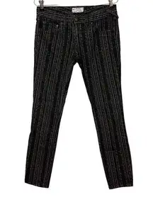 Free People  Diamond Striped Skinny Jeans women's sz 26 black grey low-rise boho