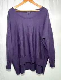 Eileen Fisher Merino Wool Boxy Relaxed Pullover Sweater L Purple Lagenlook
