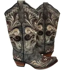 Corral  Circle G L5438 Scanda Heart Embroidered Leather Western Boots Size 7