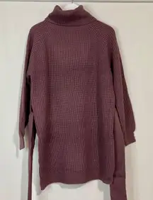 Zenana Women’s Waist Tie Turtleneck Sweater Dress Eggplant Size XS NWOT