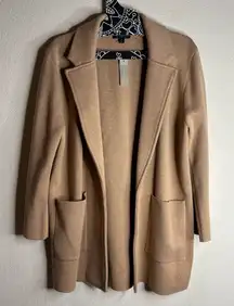 J. Crew Sophie Open-Front Wool Blend Sweater Blazer Camel Tan size medium NWT