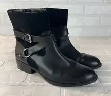 Ralph Lauren Makalia Boots Womens 8 Black‎ Leather Suede Ankle Zip Buckle Riding