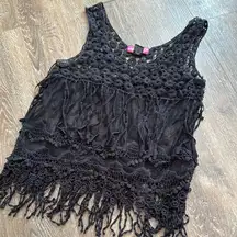 Black Lace Fringe Top
