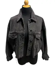 ALL:ROW BLACK DENIM CUTOFF JACKET SIZE LARGE