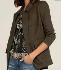 Cabi The Academy Blazer olive green asymmetrical zipper women’s size small