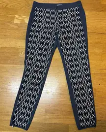 Trina Turk Navy Embroidered Preppy Coastal Boho Career Zip Ankle Pants 2