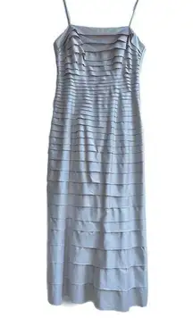 BCBGMAXAZRIA  Tiered Ruffle Champagne Nude Cocktail Dress Gold Silver Silk Party