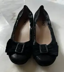 ABEO‎ Biosystem Tabitha Black Shimmer Bow Ballet Flats Shoes Women's Size 7N