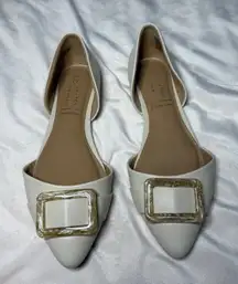 Lauren Conrad Womens White Dorsay Pointed Toe Flats Buckle Detail Size 9