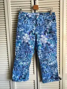 Nine West  Jeans Chrystie Capris Blue Patterned Crop Pants Capri pants