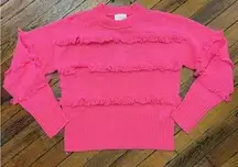 Brodie Cashmere Faye Fringe Pink Sweater Women’s Size Large