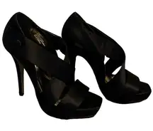 Steve‎ Madden Black Satin Bradlly Heels