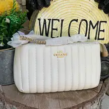 Authentic COACH 1941 Nappa leather/smooth leather zip top wristlet