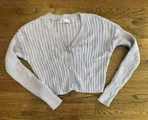 HOLLISTER Button Down Long Sleeve Cardigan Cropped Sweater Violet X Small T0464